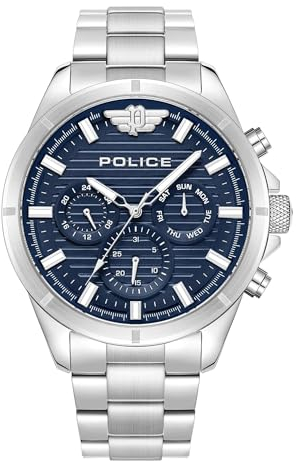 Police Herren Analog Quarz Uhr mit Edelstahl Armband PEWJK2227804