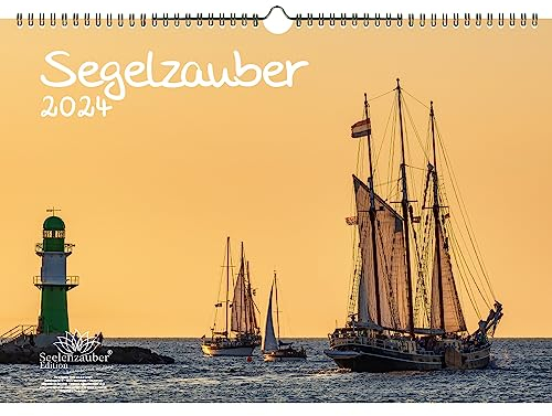 Segelzauber DIN A3 Kalender für 2024 Segelschiffe und Meer - Geschenkset Inhalt: 1x Kalender, 1x Weihnachts- und 1x Grußkarte (insgesamt 3 Teile)