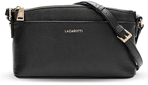 Lazarotti Bologna Leder Umhängetasche Damen | verstellbarer Schultergurt | mittelgroße Crossbody Bag | Schultertasche 24 cm