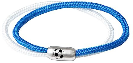 Paris Montana Das Original Segeltau Fan Vereinsfarben Sport Armband Damen Kinder Herren Fußballgravur Magnetverschluss Sportfan (19.00, Blau-Weiß)