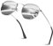 Sunier Sonnenbrille Damen Herren Polarisiert,Mode Apace Polygon Sonnenbrille Damen, Ultraleichter Sechseckige Metallrahmen 100% UV400 Schutz