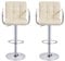 Lot de 2 Tabourets de Bar, Chaises Haut, Hauteur Réglable, Revêtement en PU, Rotatif sur 360°, avec Accoudoirs, Dossier et Repose-Pieds, Pied Chromé (Beige)