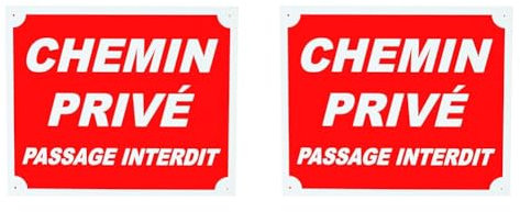 Januel - Panneau Chemin Privé Passage Interdit - Panneau Signalétique - 30x25cm - Rouge & Blanc - Akylux Souple 4mm Taille Unique (Lot de 2)