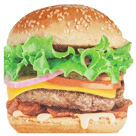 luterna Stanzservietten „Big Burger“, 32x31 cm, 1-lagig, Home Fashion®, 12 Stück, Camping, Grillen