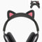 MOWYEOK Stirnbandabdeckung kompatibel mit AirPods Max, süßes Katzenohren Design weicher Silikon Kopfhörer Stirnbandschutz, für Top Pad Schutzhülle für AirPods Max（Schwarz+Rosa）