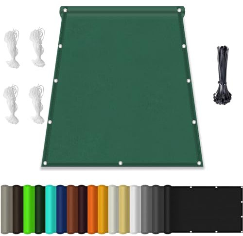 Sonnenschutz Netz, Balkon Terrasse Windschutz mit ösen, Wasserdicht markisenstoff, PES Polyester ReißFest Wetterfest, für Balkon Terrasse Schwimmbad überdachung Grün 2x4M