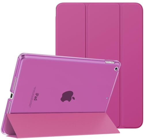MoKo Schützhülle Kompatibel mit Neu iPad 9. / 8. / 7. Generation (2021/2020/2019), Tablethülle mit Ständer Matt Rückseite Auto Schlaf/Aufwach Funktion für iPad 10,2 Zoll, Himbeere