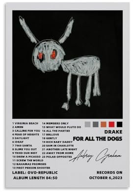 SYLALE Drake-Poster für alle Hunde, Albumcover-Poster für Zimmer, ästhetische Leinwand, Wandkunst, Schlafzimmerdekoration, 40 x 60 cm, ungerahmter Stil