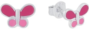 Prinzessin Lillifee Ohrstecker 925 Sterling Silber Mädchen Kinder Ohrschmuck, 0,6 cm, Silber, Schmetterling, Kommt in Schmuck Geschenk Box, 2037947