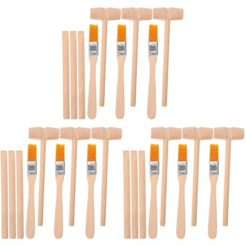 UPKOCH 9 Sets Holz-Grabwerkzeuge Für Kinder Ausgrabungswerkzeug-Set Für Kinder Kleiner Pinsel Meißelhammer Lernspielzeug Rock-Geographie-Set Edelsteine Dinosaurier-Ausgrabungsset