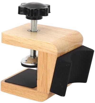 NOENNULL Guitar Table Clamp, Wooden Guitar Neck Rest Support Structure Silicone Pad Non Slip Adjustable Guitar Stand Holder Guitar Neck Cradle Support for Strings Instrument Neck Support