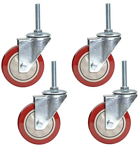 GLJTUO Gummierte Trolley-Räder, Lenkrollen, robuste PVC-Lenkrollen, Trolleymöbel-Ersatzrollen für Werkbänke, 4er-Pack/Bremse/100 mm/4 Zoll,Universal-40Mm/1.25In