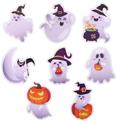 8pcs Halloween Fridge Magnets, Ghost Themed Halloween Garage Door Magnets Cute Magnetic Holiday Magnet for Car Cruise Door Decorations Home Decor
