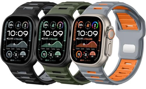Witzon Cinturino sportivo compatibile con Apple Watch Ultra Band da 49 mm, 46 mm, 45 mm, 44 mm, 42 mm, da uomo, largo, morbido silicone, robusto, cinturino di ricambio per iWatch Ultra Ultra 2 Series