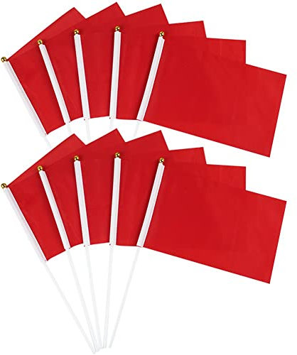 HiyyFloy Mini-handflagge, 10 Stück, Einfarbige Flagge, Kleine Reine Rote Flagge, Mini-Flagge in Lebendigen Farben Für Paraden, Party-Dekorationen