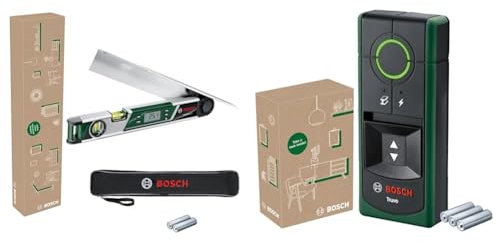 Bosch Winkelmesser UniversalAngle (Winkel bis 220° präzise messen) & Ortungsgerät Truvo 2. Generation (Ein-Knopf-Bedienung, Ortung von Kabeln/Metall bis 70mm)