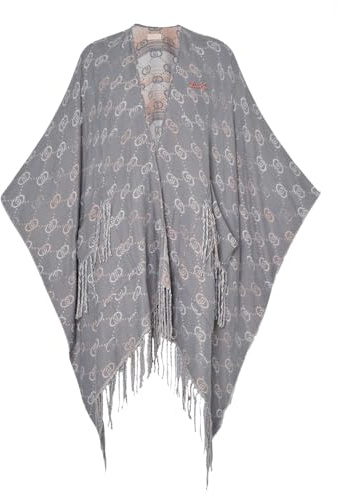 Liu Jo Poncho donna logo jacquard mix monogram grey cloud C25LJ44 2F4014 T0300 71502