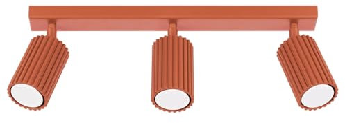 SOLLUX lighting Deckenlampe Deckenleuchte Deckenstrahler Aluminium 3 Flammig 45 x 6,5 x 16,5 cm Karbon Ockerrot