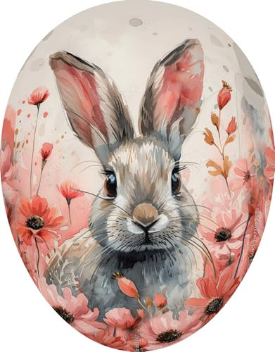 Nestler XXL 35cm Osterei zum Befüllen - Handgemachte Eier aus Pappe mit wunderschönen Motiven - Liebevolles Ostergeschenk (Hase im Mohn)