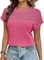 Chicrise Women Summer Tops Crew Neck Crochet Blouse Short Sleeve Casual Tunic Breathable Loose Fit Red Large 16-18 L