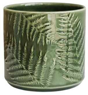 Ivyline Plant Pot Planter, Ceramic, Green, Medium