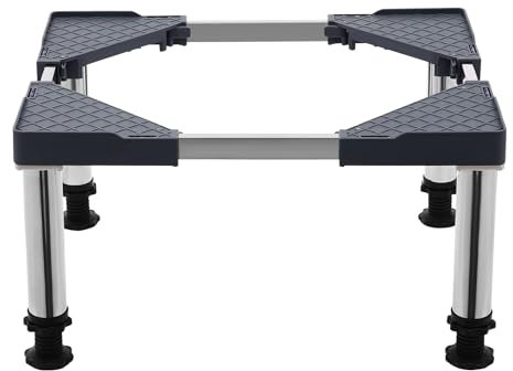 Washing Machine Base with 4 Stainless Steel Suction Cup Foot, Adjustable Height 29-31cm Washing Machine Base Fridge Stand for Fridge, Dryer, Washing Machine,Adjustable Width 42-65cm