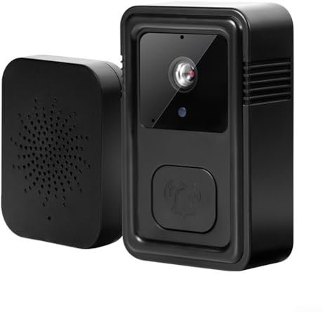 Sonnette vidéo HD filaire avec fonctionnalités avancées, y compris l'interphone bidirectionnel et la technologie de modulation vocale (Noir)