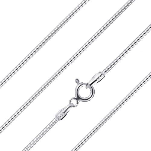Aeon 925 Sterling Silver Necklace – 1.6 mm Snake Chain | Choose from 16 inch to 30 inch Lengths | Silver Chain for Women, Men or Pendant