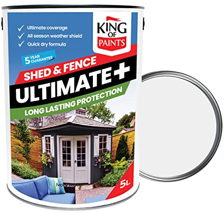 Best White Fence and Shed Paint King of Paints 5Litres - Pure White dream to apply and will transform your outdoors