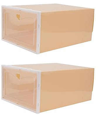 AKOOSY 2pezzi Scatole Per Scarpe Spessa Contenitori Trasparenti Per Calzature Organizer Per Armadio Design Semplice e Resistente Salva Spazio Per Scarpe Da Uomo