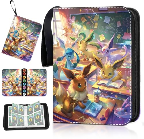 Sammelkarten Album, Karten Sammelalbum, Tragbar Sammelalbum für Karten, 50 Seiten 400 Sammelalbum Karten Kapazität, Wasserdicht Card Binder, Mit Reißverschluss Sammelalbum, Geschenk für Kinder