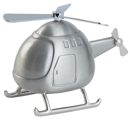 KESYOO Spardose in Form eines Hubschraubers, Mini-Spardose, Silberfarben, Schreibtisch-Ornament für Büro und Kinderzimmer, lustiges Sparen, Erwachsene
