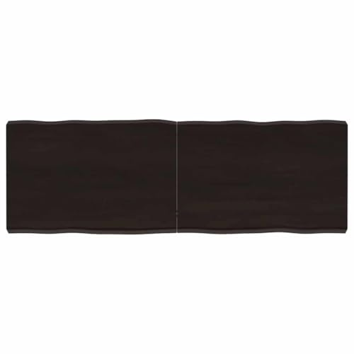 HETFTJN Eichenholz Tischplatte 120x40 cm mit Baumkante Dunkelbraun lasiert klappbare Holzplatte für Küche Balkon Büro Couchtisch Gestell geeignet