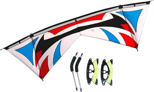 JuanNest Lenkdrachen Vierleiner Mit Handgriffen Triangle Kite Großflächiger Drachen Outdoor Freizeitspaß Mit Widerstandsfähigem Schirmtuch Karbonfaserwelle Für Spiel Park Strand Reise A