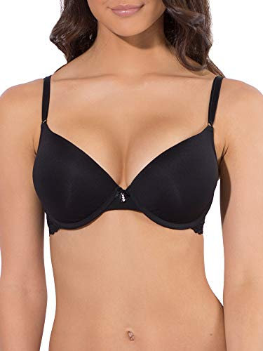 Smart & Sexy Women's Maximum Cleavage Underwire Push Up Bra, Available in Single and 2 Packs, Black Hue with Lace Wings, 32B