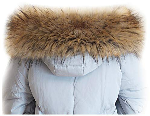 MAGIMODAC Fellkragen Pelzkragen Fellstreifen Kunstpelz Fell Kragen Pelzschal für Kapuze 70cm-90cm (Braun, 80cm/31.50'')