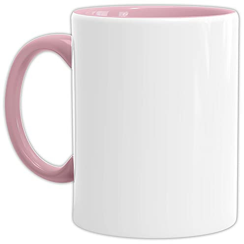 Tassendruck Bastel-Tassen ohne Druck zum Bemalen aus Hochwertiger Keramik Einzeln oder im Set/Mug/Cup/Becher/Pott - Innen & Henkel Rosa 1 Stück