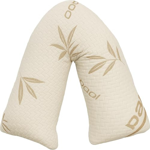 Sleep&Snuggle V Shape Pillow Orthopaedic Bamboo Casing Memory Foam Pillow - Non-Allergenic Neck Suport Nursing Maternity Pregnancy Support Pillow, Pack of 1