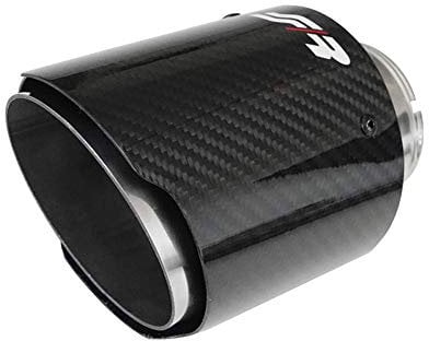 Simoni Racing Auspuffblende Rund/Schräg Glänzend-Karbon+Edelstahl - Ø102xL155mm - Anschluß 63mm