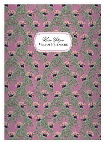 Kartenkaufrausch 2 personalisierte edle Papyrus DIN A4 Schulhefte, Schreibhefte mit Blüten Dolden, lila Lineatur 20 (blanko Heft 16 Blatt/32 Seiten) Notizheft, Kladde für Schule, Universität, Büro