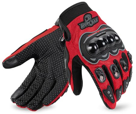IRON JIA'S Motorradhandschuhe Herren Sommer Touchscreen atmungsaktiv und bequem, geeignet für Motorradfahren Bergsteigen Wandern und andere Outdoor-Sportarten Rot M