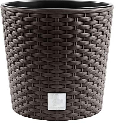 Blumentopf RATTO Rattan-Optik Kunststoff Topf Blumenkübel inkl. Einsatz Übertopf Umbra ⌀25cm