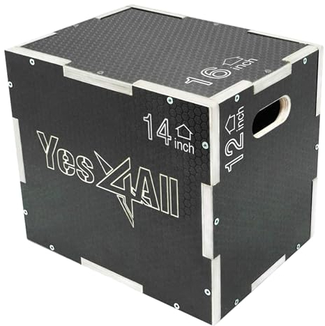 Yes4All CFL8 3 in 1 Plyo Box aus Holz mit rutschfester Oberfläche, 40,6 cm x 35,5 cm x 30,4 cm, Plyometric Box Plattform für Sprungtraining, Jump Boxes für Home Gym Übung und Outdoor Workout