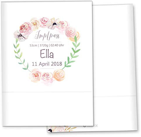 Impfpasshülle Cute Boho Ausweishülle Schutzhülle für Dokumente & Impfpass MIT DER GRÖßE 9,3 x 13CM personalisierbar mit Namen (ohne Motiv, Impfpasshülle personalisiert)