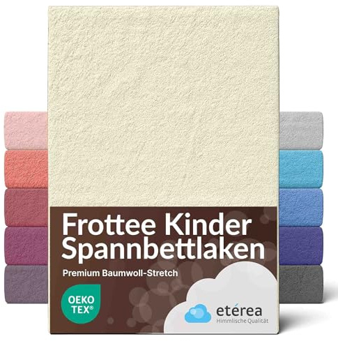 etérea Frottee Spannbettlaken 60x120–70x140 cm Natur – warmes Frottier-Spannbetttuch 80% Baumwolle 20% Polyester, kuscheliger Winter-Komfort mit Rundumgummi für Babybett & Kinderbett