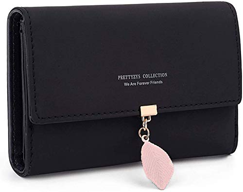 ANYWN Geldbeutel Damen mittelgroß, Geldbörse Damen, Elegant Damen Portemonnaie mit viele Fächer(Schwarz)