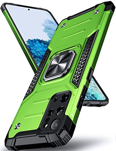 DASFOND Armor Hülle für Samsung Galaxy S20+ Plus 5G Case mit Kameraschutz Militär Stoßfest Handyhülle [Upgrade 2.0] 360° Metal Ring Ständer Schutzhülle [für Handyhalterung Auto Magnet], Grün