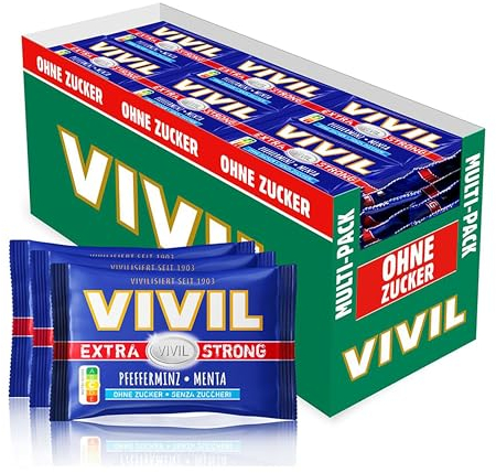 VIVIL Lot de 26 paquets de 3 pastilles extra fortes à la menthe poivrée - Sans sucre et végétalien - 78 x 25 g