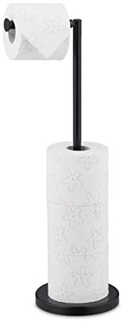 Relaxdays Toilettenpapierhalter, Aufbewahrung von 4 Ersatzrollen, stehender Klopapierhalter, 57x21,5x16,5 cm, schwarz