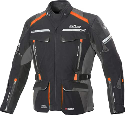 Büse Highland 2 Motorrad Textiljacke (Black/Grey/Orange,48)